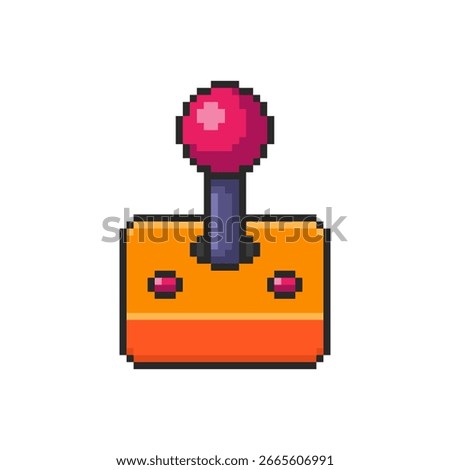 Vector Illustration of Classic Arcade Joystick with Pixel Art Design, perfect for game assets themed designs