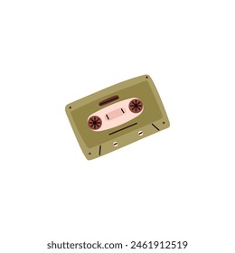 Vector illustration of a classic audio cassette that evokes nostalgia for the 70s and 80s. Ideal for retro style decals showcasing analogue tape equipment.