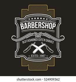 Vector illustration of classic barbershop emblem, signage.