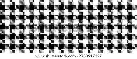 Vector illustration of a classic black and white checkered pattern, resembling a gingham or plaid design, ideal for backgrounds and textiles.