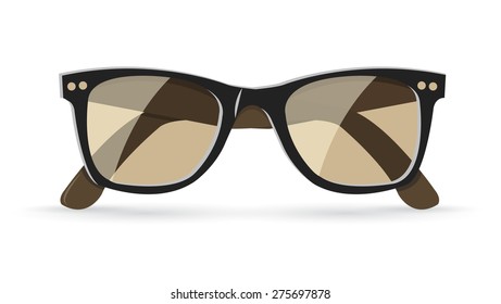 Vector illustration of classic brown sunglasses, isolated on white background