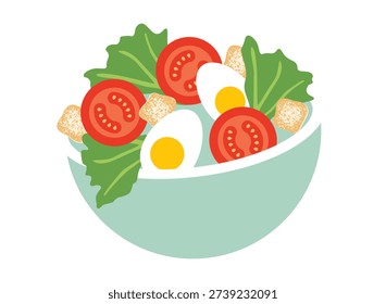 Vector illustration of classic ceasar salad. Food icon of ceasar salad.