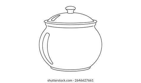Vector Illustration of Classic Ceramic Honey Pot with Lid Kitchenware Supplies Design