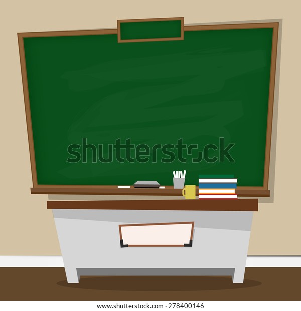 Vector Illustration Classic Chalkboard Classroom Stock Vector (Royalty