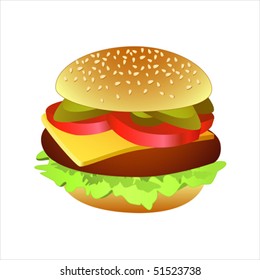 Vector illustration of classic cheeseburger.