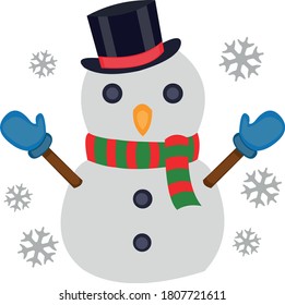 Vector illustration of a classic Christmas snowman