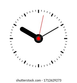 Vector illustration of a classic clock face with 3 hands on a white background.