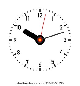 Vector illustration of a classic clock face with 3 hands on a white background.