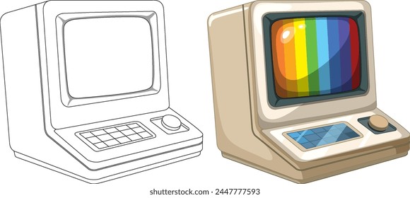 Vector illustration of classic computer and TV