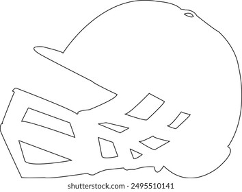 Ilustración vectorial de un casco de cricket clásico en un solo trazo de color negro elegante. Perfecto para diseños relacionados con los deportes, logotipos de equipo y promociones de eventos de cricket. Alta calidad y fácil personalización