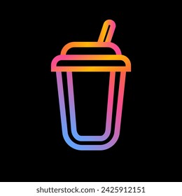 Vector illustration of a classic cup for hot drinks with a contour gradient of different colors