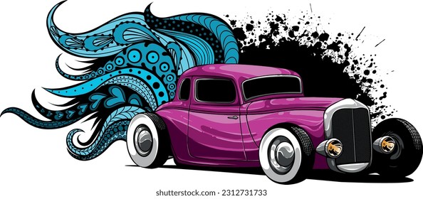 vector illustration of Classic Custom Rod Car