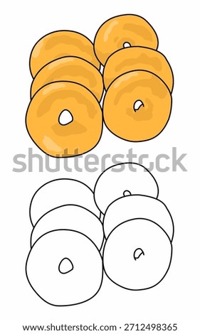 vector illustration of a classic donut bagel bakery coloring page book for kids kindergarten 