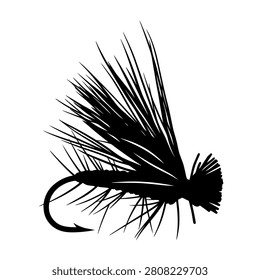 vector illustration of a classic dry fly fishing lure on a sharp hook.