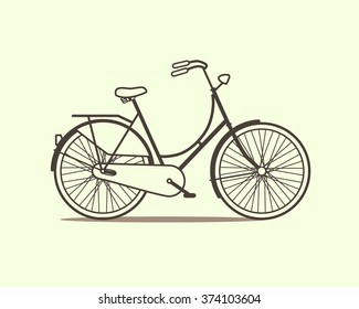 Vector illustration of a classic dutch bicycle made in flat style. Vector bike icon.