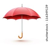 Vector illustration of classic elegant opened red umbrella isolated on white background.