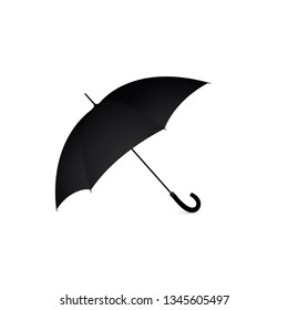 Vector illustration of classic elegant opened black umbrella isolated on white background.
