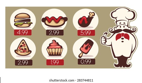 vector illustration for classic fastfood menu