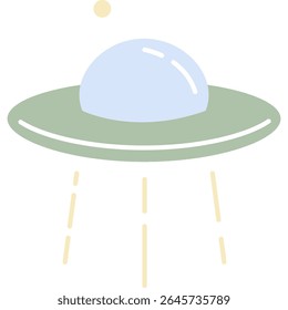 vector illustration of a classic flying saucer, a UFO design with lights. An outer space element for designs, games, or web use.