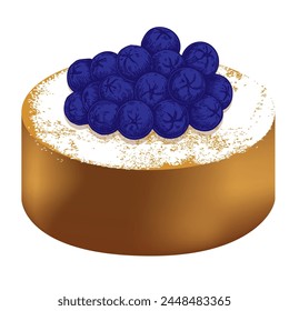 Ilustración vectorial de tarta de frutas clásica con arándanos