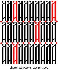 Ilustración vectorial con letras eslavas clásicas e históricas al estilo de vyaz. Se representa el patrón de repetir una carta rusa con elementos decorativos. Se puede usar para los sitios web, en diseño.