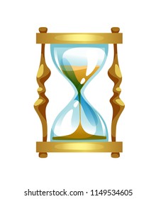 vector illustration of classic hourglass shape with decorative gold