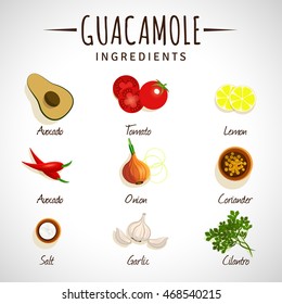 Vector illustration of a classic Mexican guacamole, on a white background