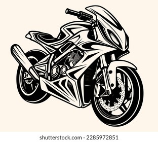 Ilustración vectorial de una motocicleta clásica con dibujo de líneas para logotipo, icono, imagen clip