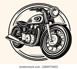 Vector Illustration of a Classic Motorcycle with lines drawing for logo,icon,clip art