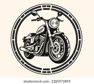 Vector Illustration of a Classic Motorcycle with lines drawing for logo,icon,clip art