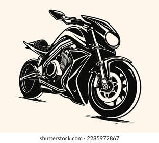 Vector Illustration of a Classic Motorcycle with lines drawing for logo,icon,clip art