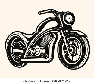 Vector Illustration of a Classic Motorcycle with lines drawing for logo,icon,clip art