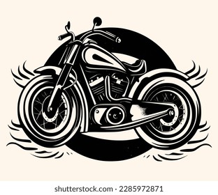 Vector Illustration of a Classic Motorcycle with lines drawing for logo,icon,clip art