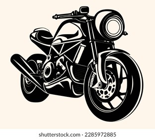 Vektorgrafik eines klassischen Motorrads mit Linien für Logo, Symbol, Clipart-Kunst