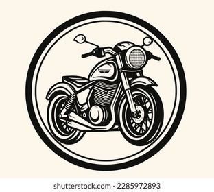 Vector Illustration of a Classic Motorcycle with lines drawing for logo,icon,clip art