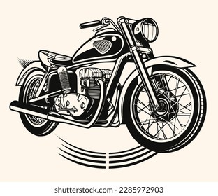 Ilustración vectorial de una motocicleta clásica con dibujo de líneas para logotipo, icono, imagen clip