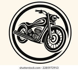 Vector Illustration of a Classic Motorcycle with lines drawing for logo,icon,clip art