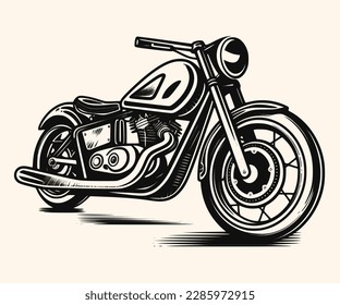 Vector Illustration of a Classic Motorcycle with lines drawing for logo,icon,clip art