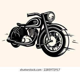 Vector Illustration of a Classic Motorcycle with lines drawing for logo,icon,clip art