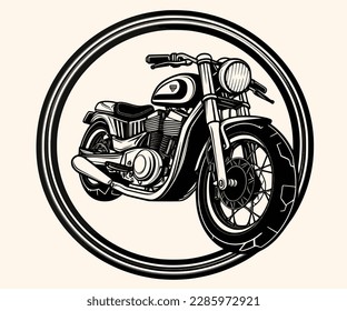 Vector Illustration of a Classic Motorcycle with lines drawing for logo,icon,clip art