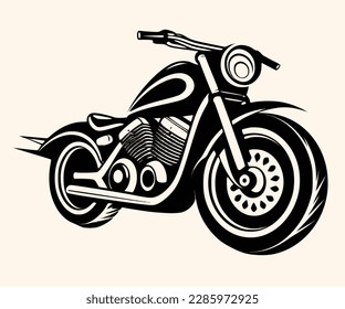 Vector Illustration of a Classic Motorcycle with lines drawing for logo,icon,clip art