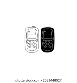 Vector Illustration of a Classic Pager in Black and White