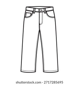 Ilustração vetorial de um par clássico de jeans com costura detalhada e bolsos, perfeito para moda e design de vestuário. Este design limpo, desenhado à mão é ideal para uso em catálogos de roupas, projetos de moda e coleções de jeans