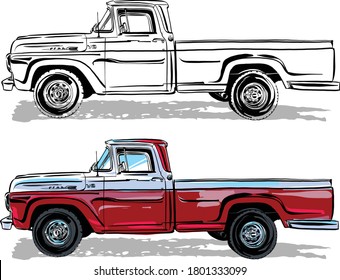 the vector illustration of the classic pickup car