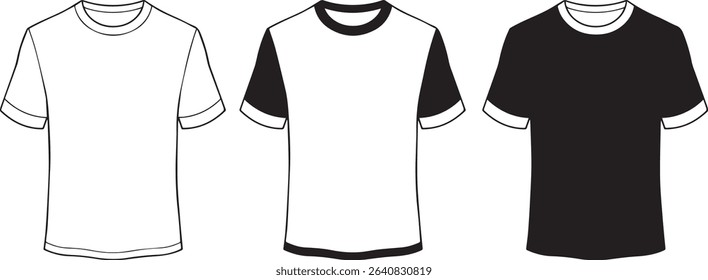 Vector Illustration of a Classic Polo Shirt Icon Set Black and White Outline Style