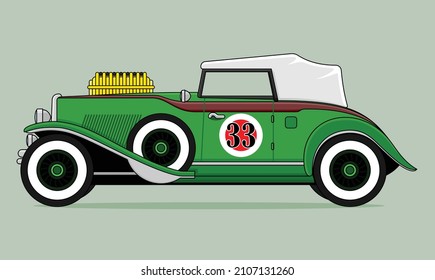 vector illustration of classic race car with turbo engine