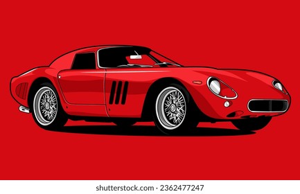 vector illustration of a classic red car