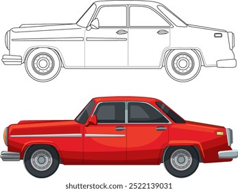 Vector illustration of a classic red car