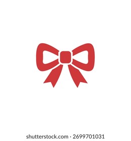 Vector illustration of a classic red ribbon bow, isolated on a white background, symbolizing gifts, celebration, Christmas, holidays, and decoration.