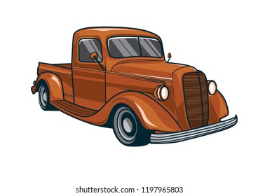 Vector illustration classic red truck car